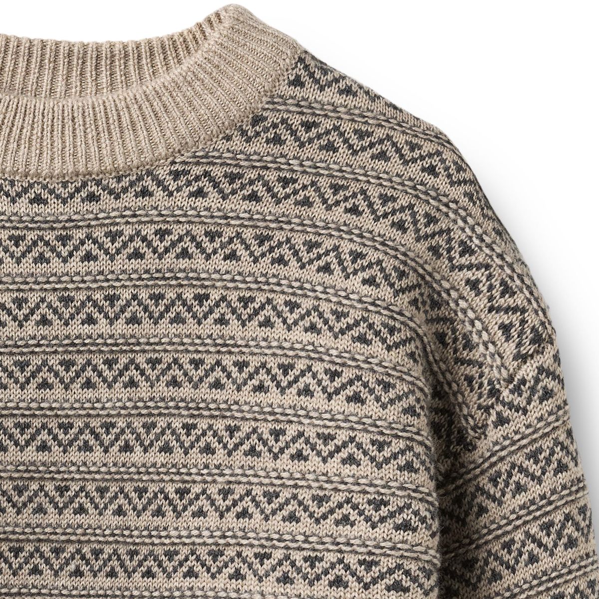 Wheat Kids Merino Wool Jacquard Pullover || Warm Sand