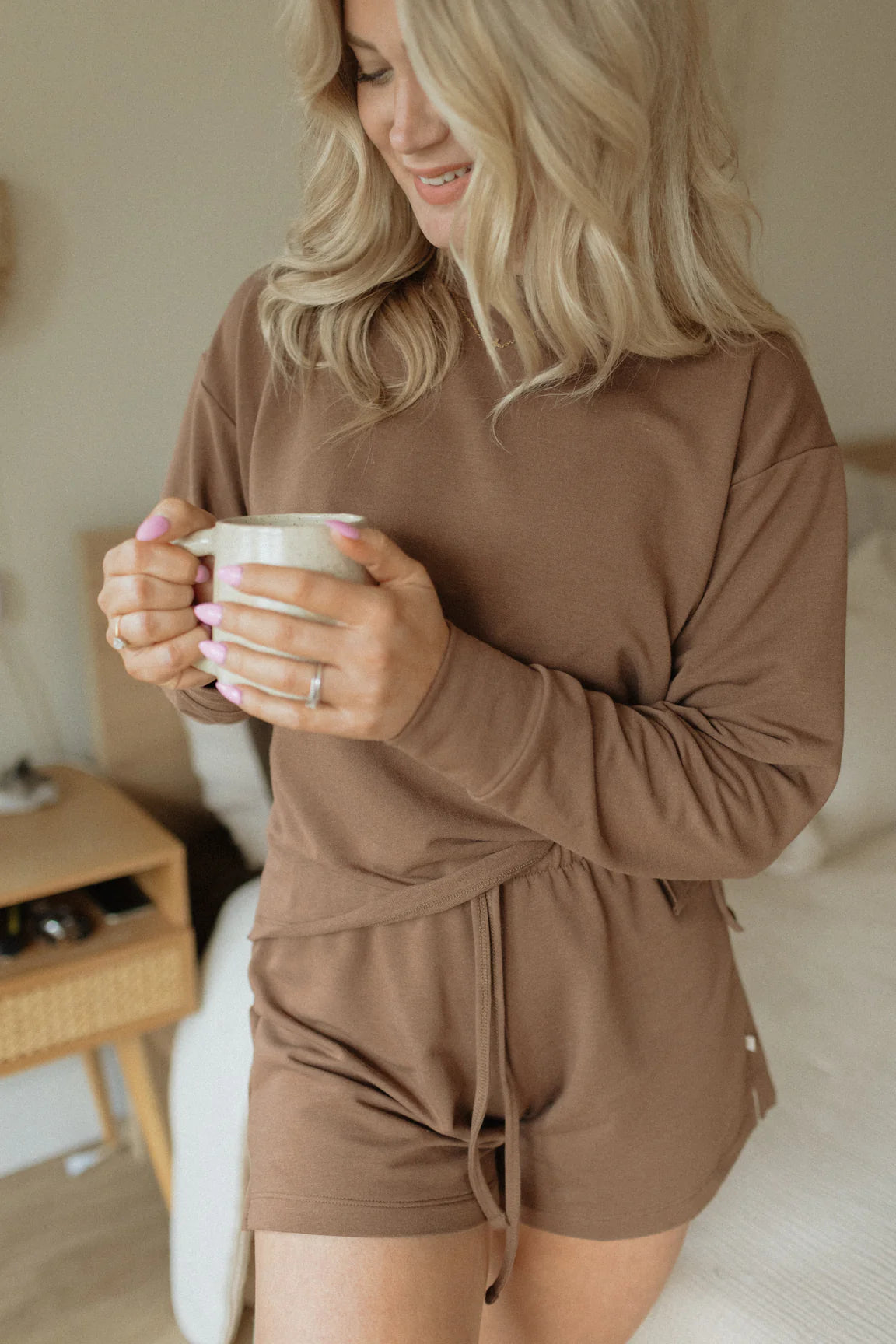 Jax & Lennon Ladies Terry Weekender Long Sleeve || Cocoa Brown