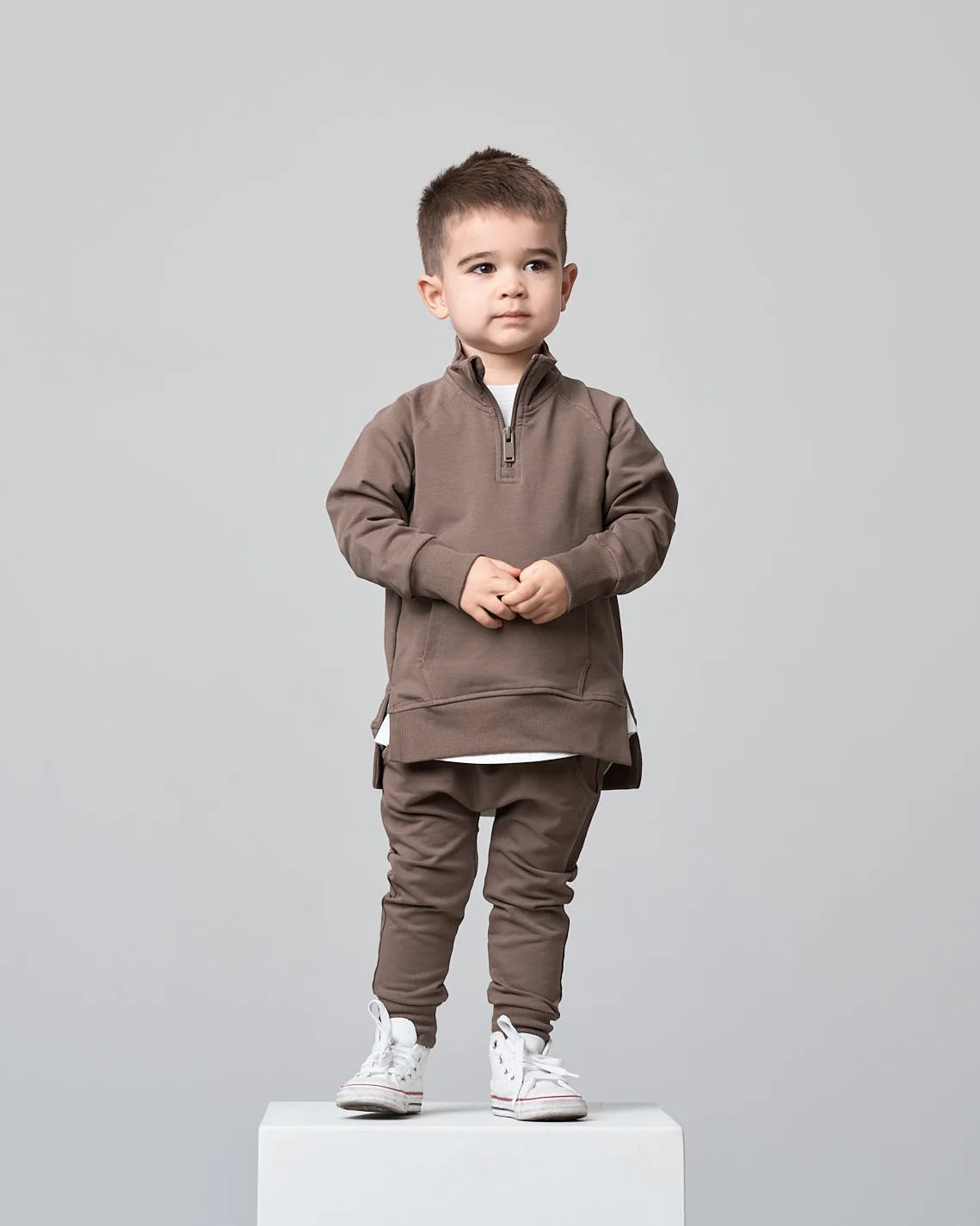 Little Bipsy Quarter Zip Pullover || Cocoa