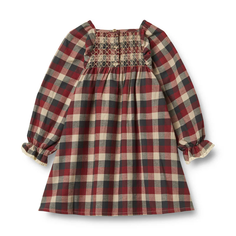 Wheat Kids Lace Bella Dress || Red Blue Check