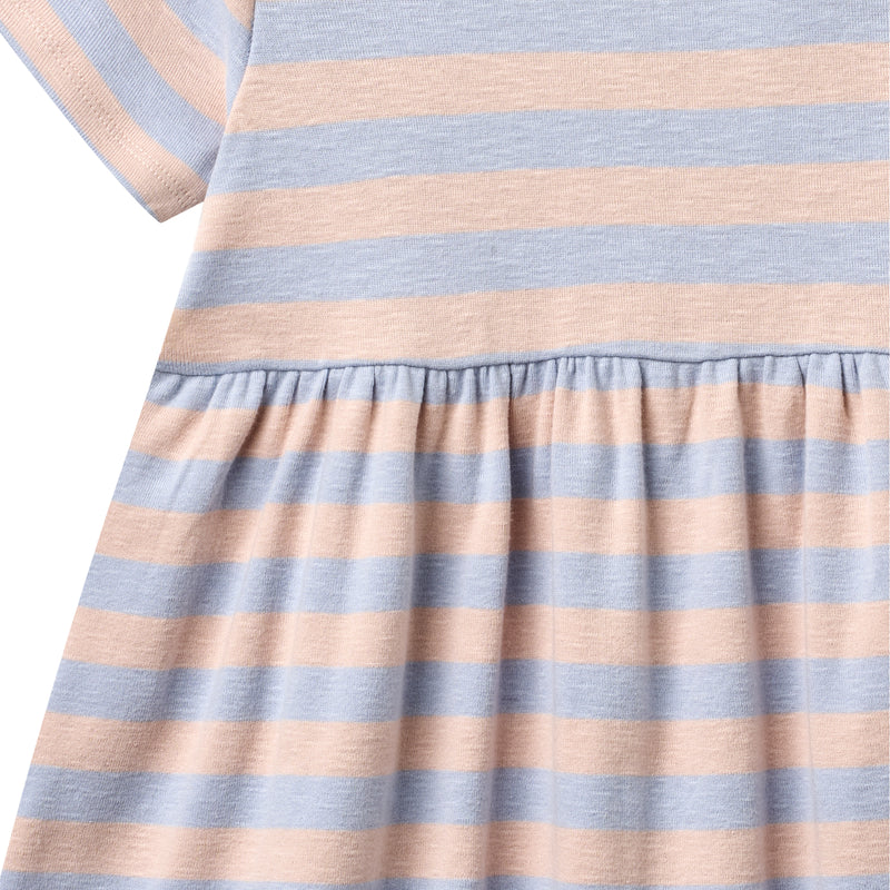 Wheat Kids Jersey Dress || Powder Stripe