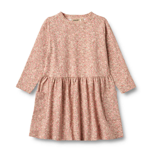 Wheat Kids Jersey Dress Bessie || Rose Dust Flower Meadow