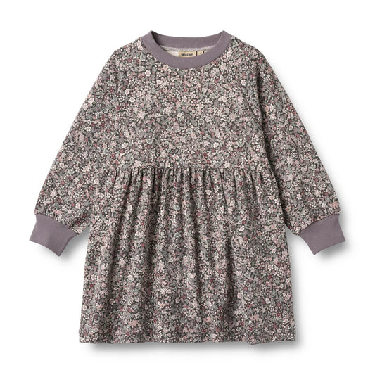Wheat Kids Jersey Dress Dorthea || Purple Stone Flowers