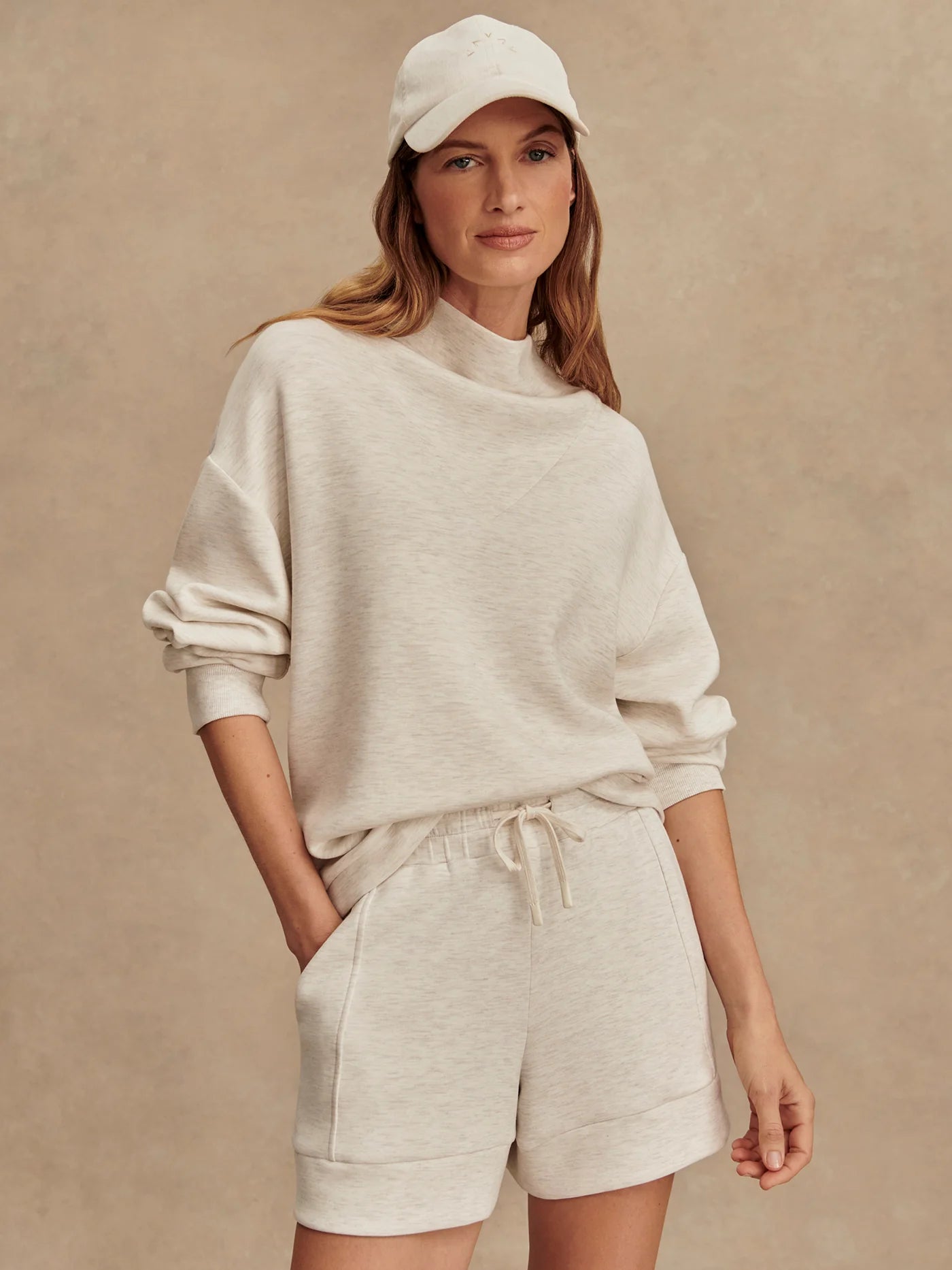Varley Atrium High Rise Short 4.5" || Ivory Marl