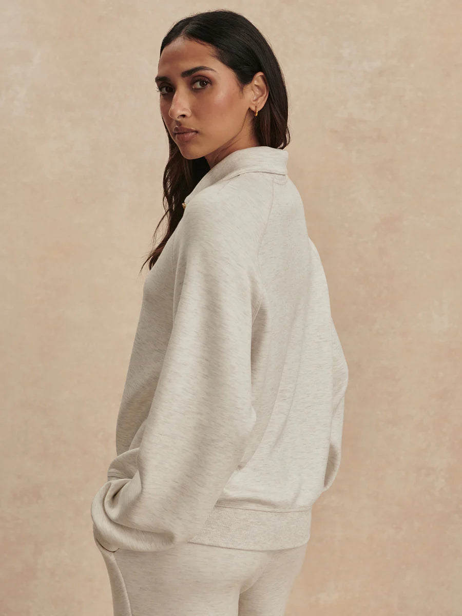 Varley Selene Half-Zip Sweat || Ivory Marl