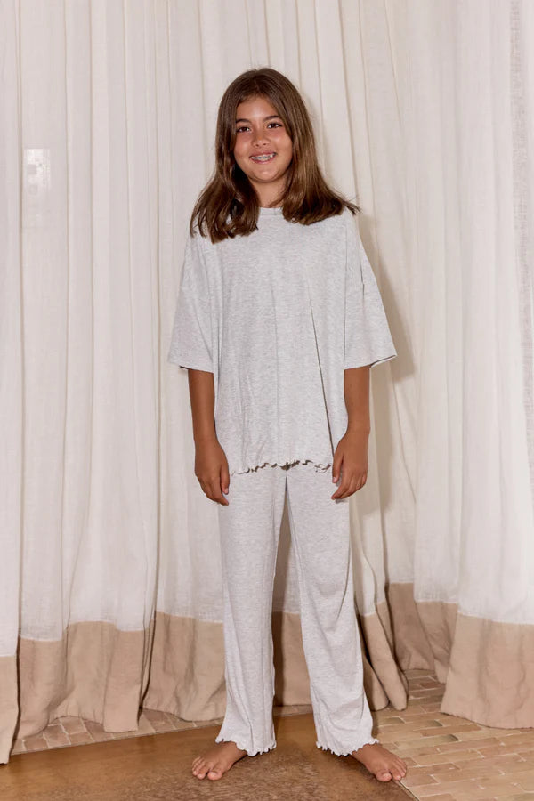 Bambi & Birdie Wide Leg Pant Set || Grey Cloud