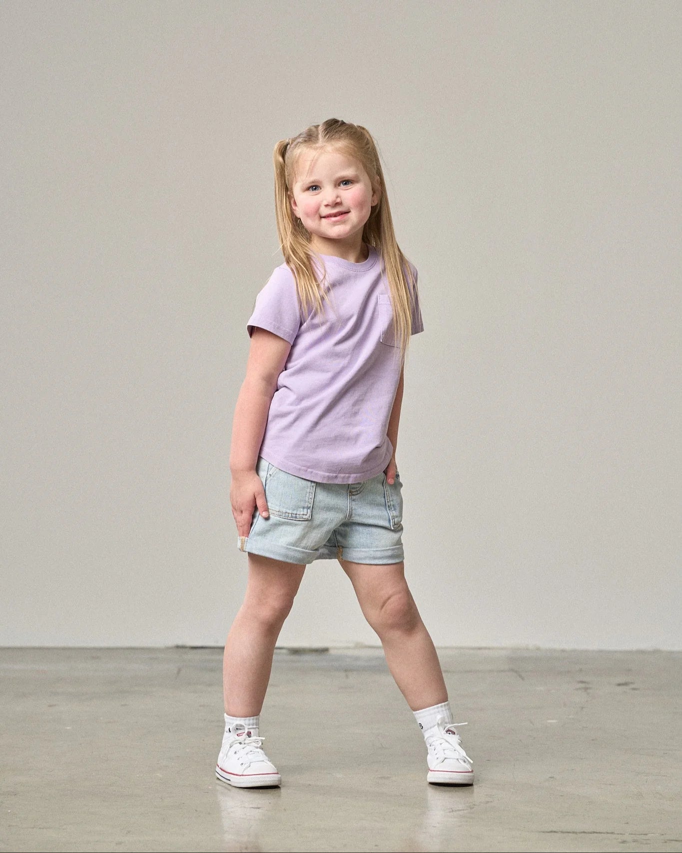 Little Bipsy Rolled Denim Shorts || Light Wash