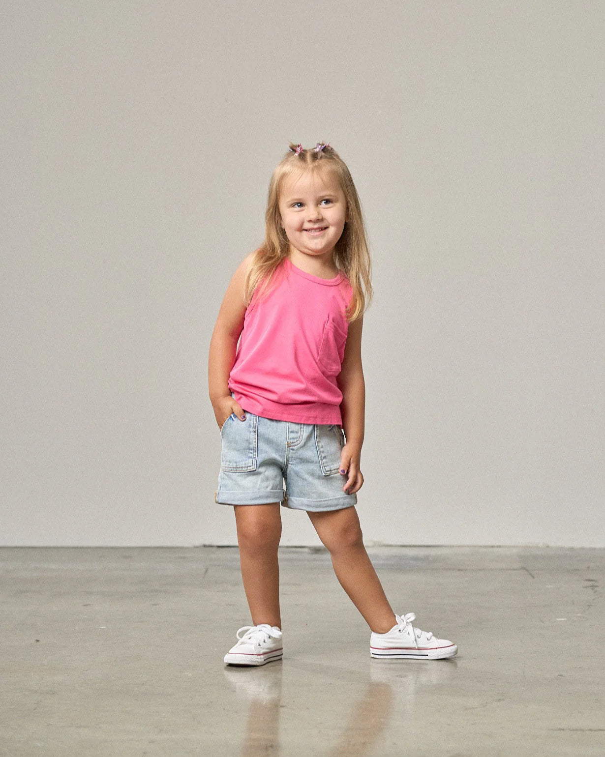 Little Bipsy Rolled Denim Shorts || Light Wash