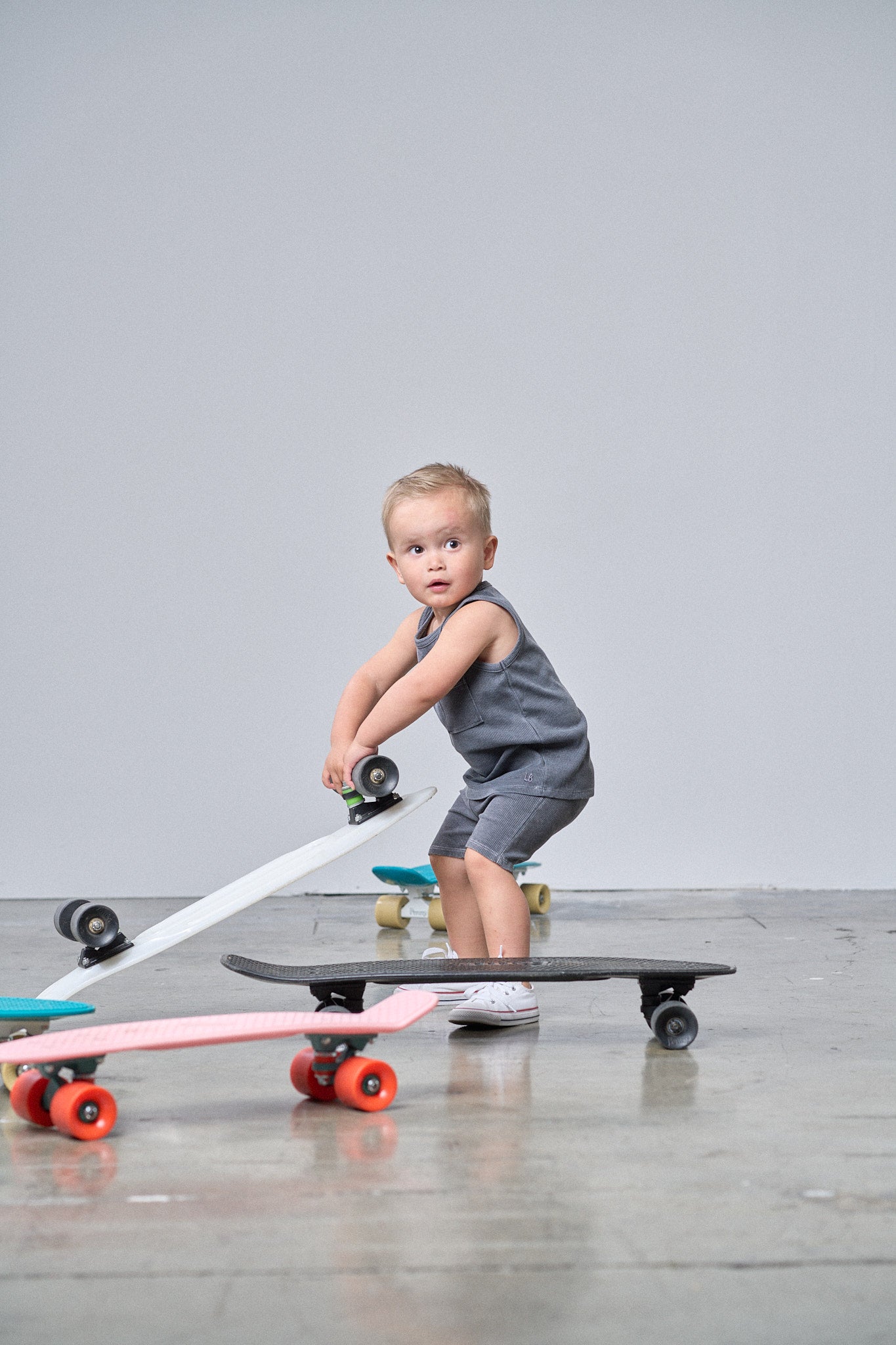 Little Bipsy Acid Wash Ribbed Bike Short || Black