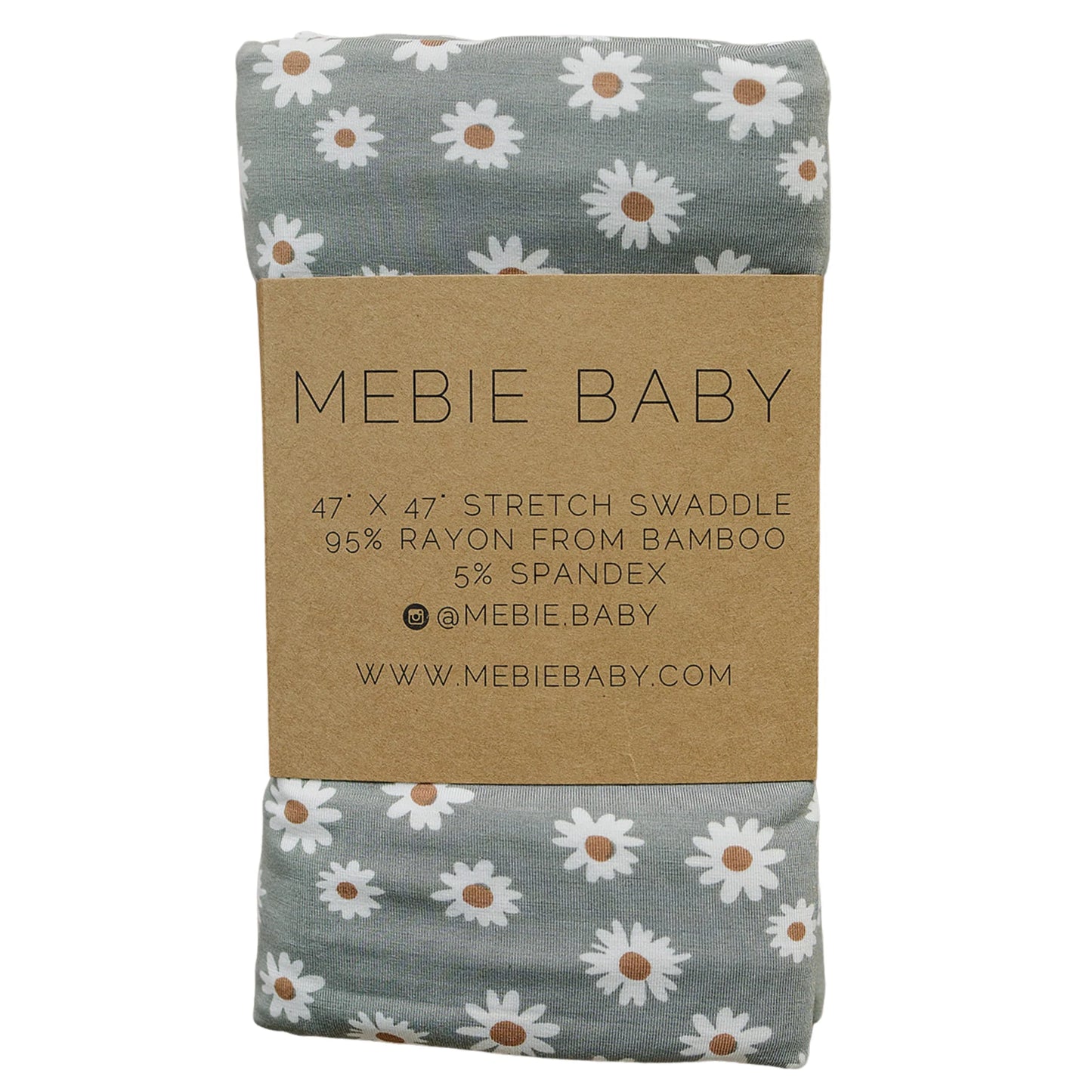 Mebie Baby Bamboo Stretch Swaddle || Light Green Daisy
