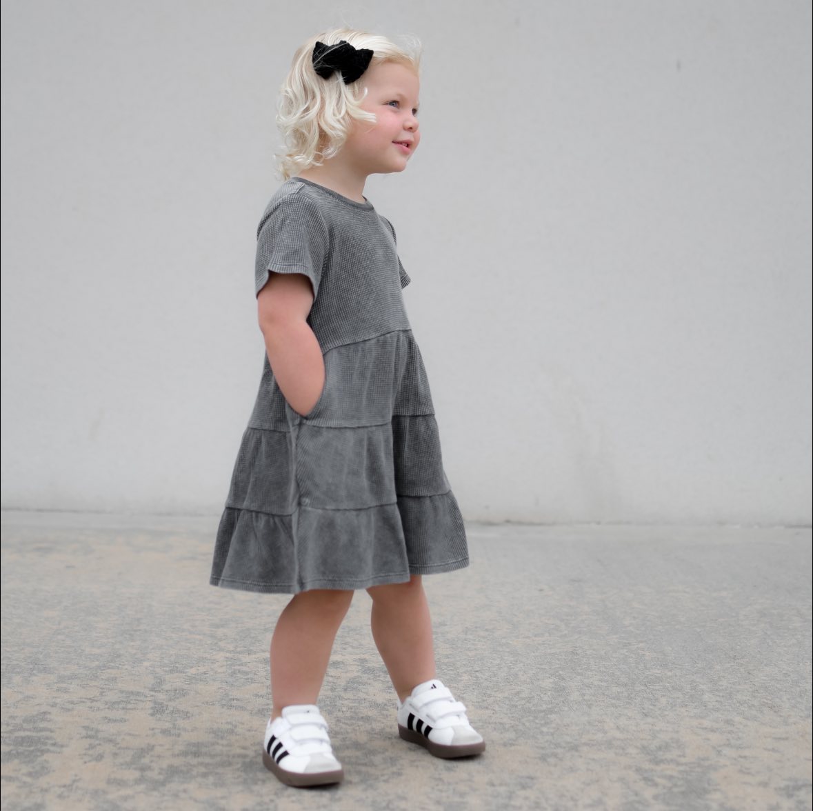 Little Bipsy Acid Wash Waffle Dress
