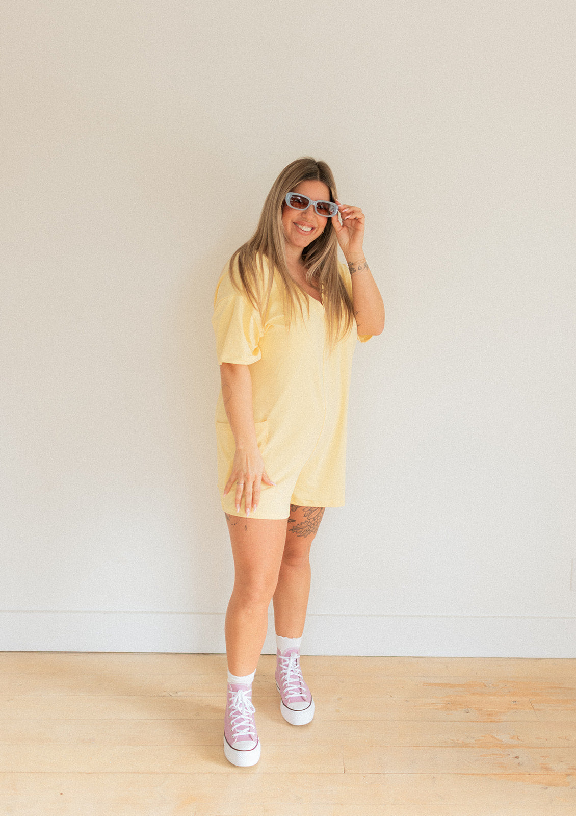 Jax and Lennon Ladies Shorts Romper || Lemon Gelato