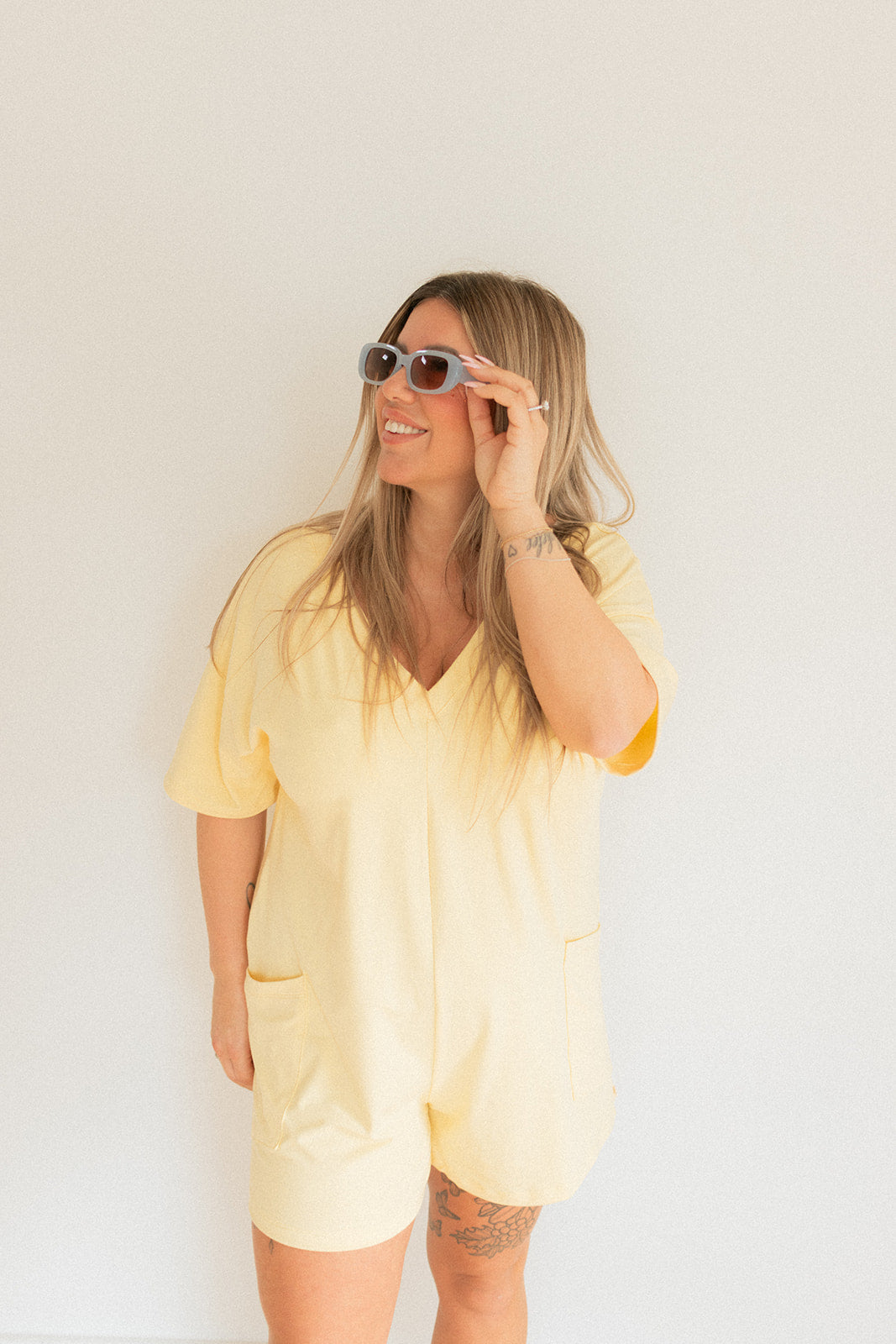 Jax and Lennon Ladies Shorts Romper || Lemon Gelato
