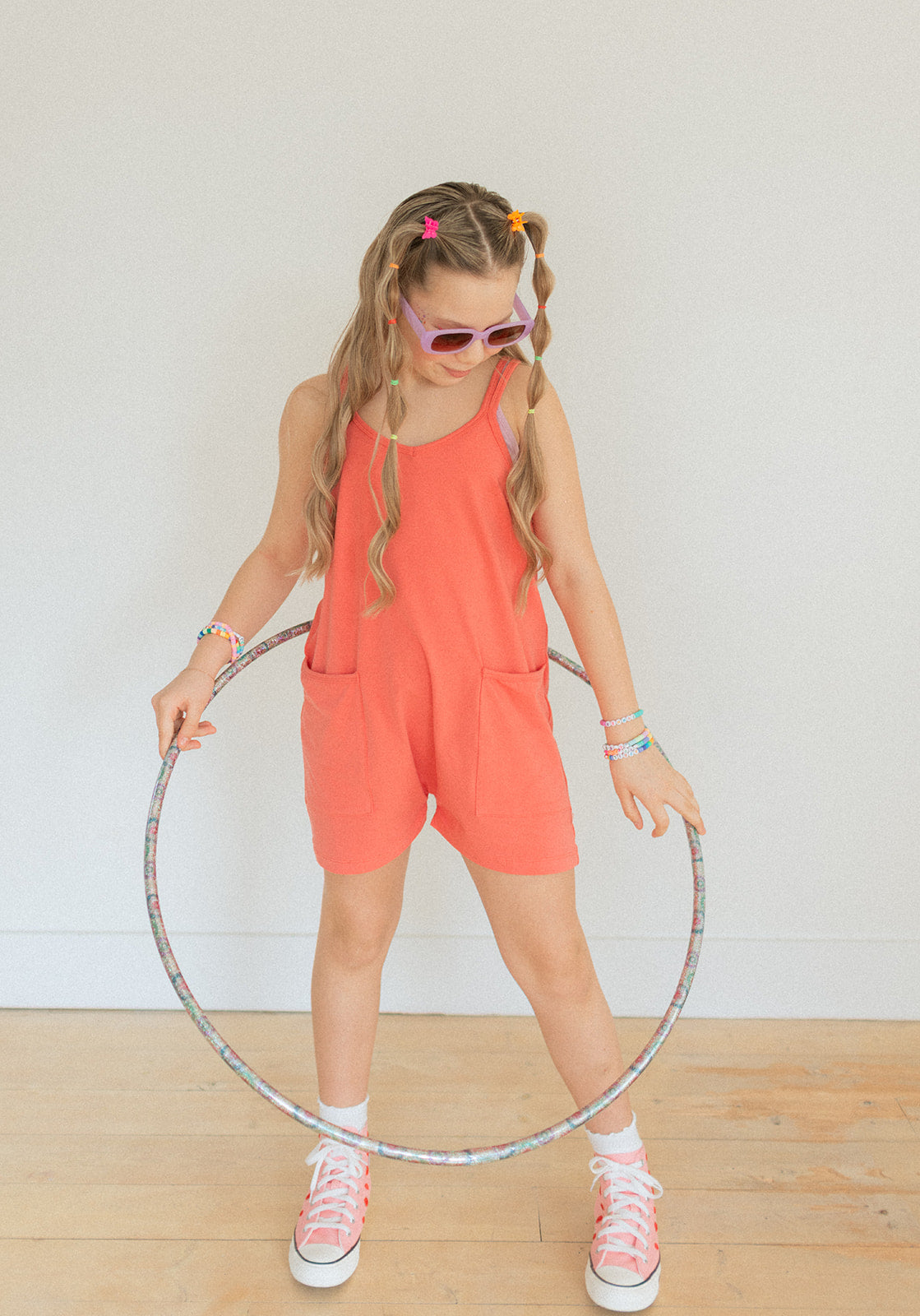 Jax and Lennon Youth Shorts Romper || Watermelon Ice
