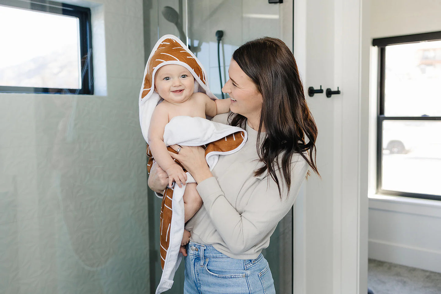 Mebie Baby Muslin Hooded Towel || Mustard Mudcloth