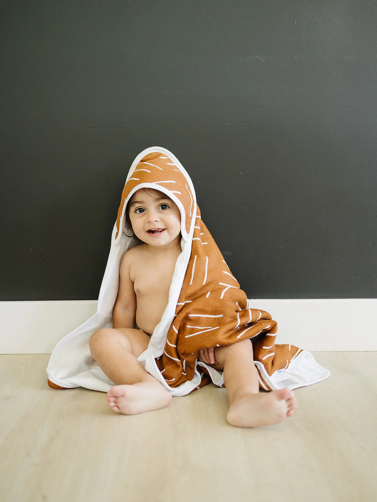 Mebie Baby Muslin Hooded Towel || Mustard Mudcloth
