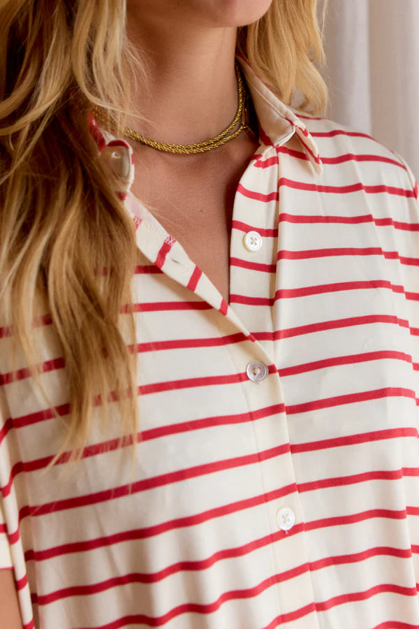 Bambi & Birdie Ladies Lounge Dress || Red Stripe