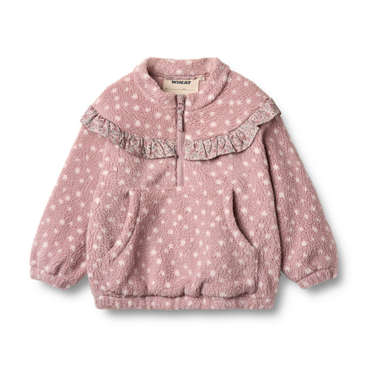 Wheat Kids Fleece Anorak || Rosewood Dots