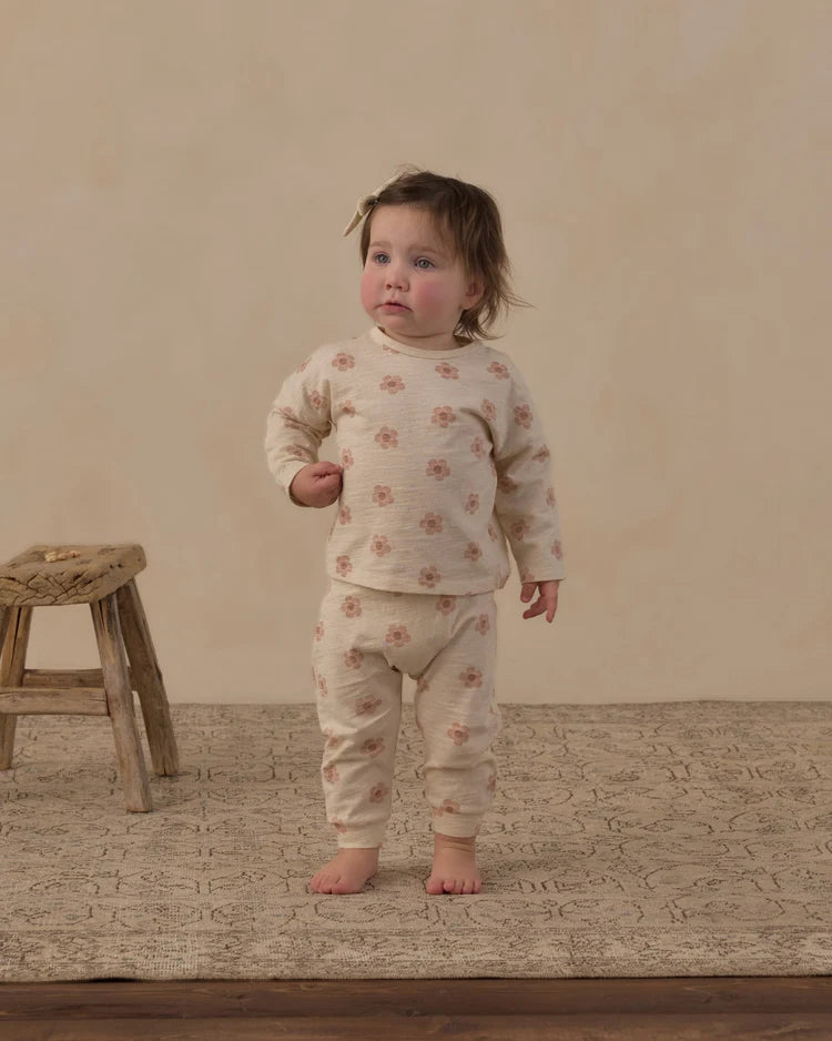 Rylee + Cru Long Sleeve Tee + Pant Set || Pink Daisies