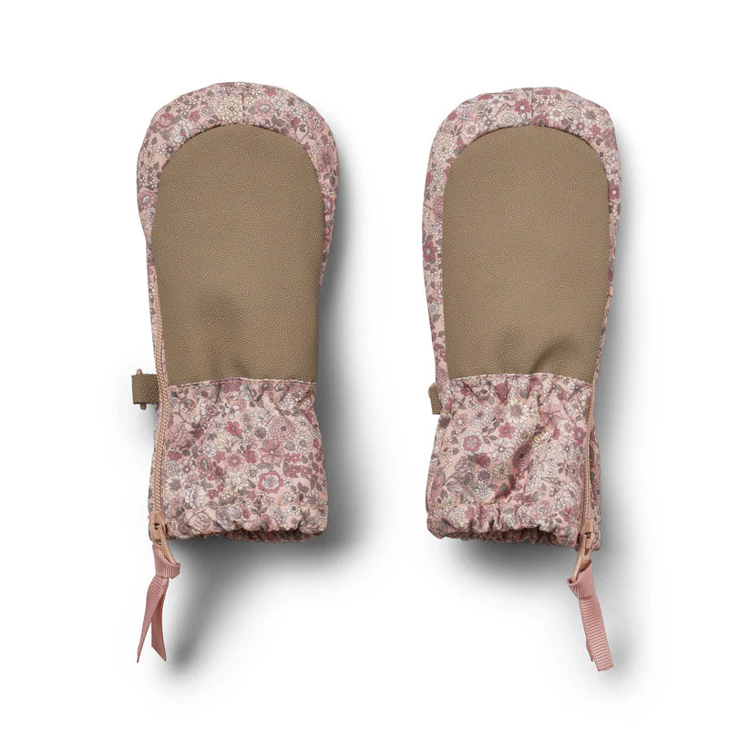 Wheat Kids Technical Mittens Zipper || Rose Dust Flowers