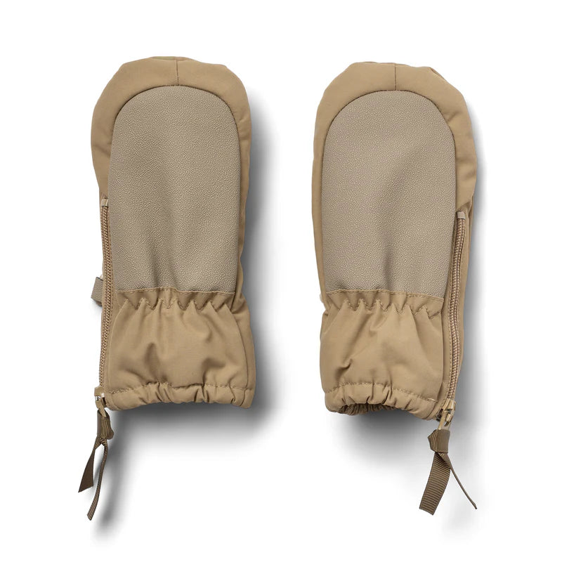 Wheat Kids Technical Mittens Zipper || Walnut