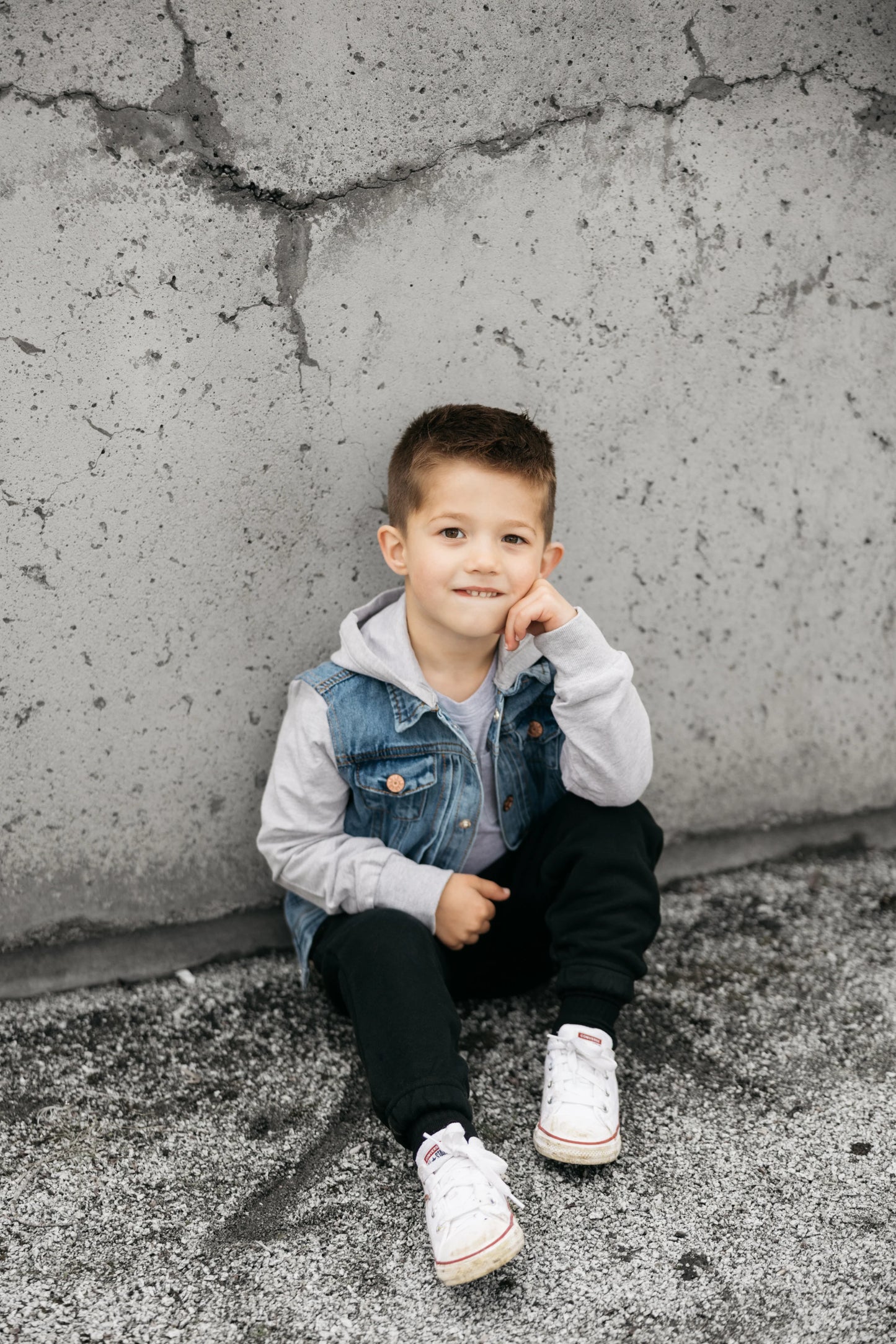 Little Bipsy Kids Hooded Denim Jacket || Grey