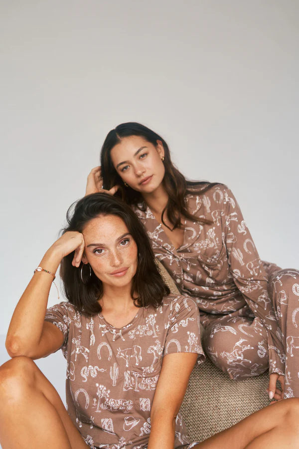 Bambi & Birdie Ladies Ruffled Short Set || Cowboy