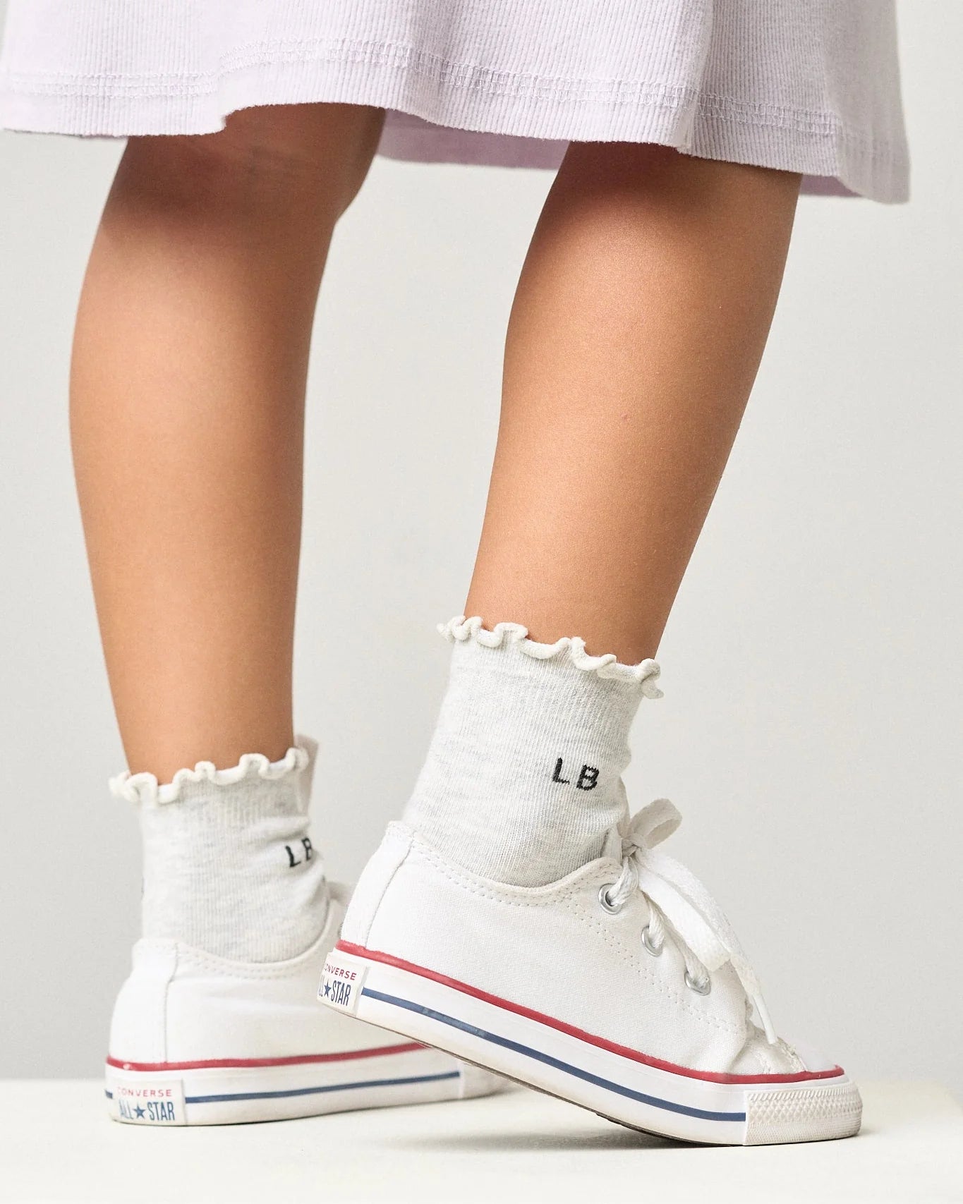 Little Bipsy Ruffle Socks || Rose, Light Heather Grey, Lilac