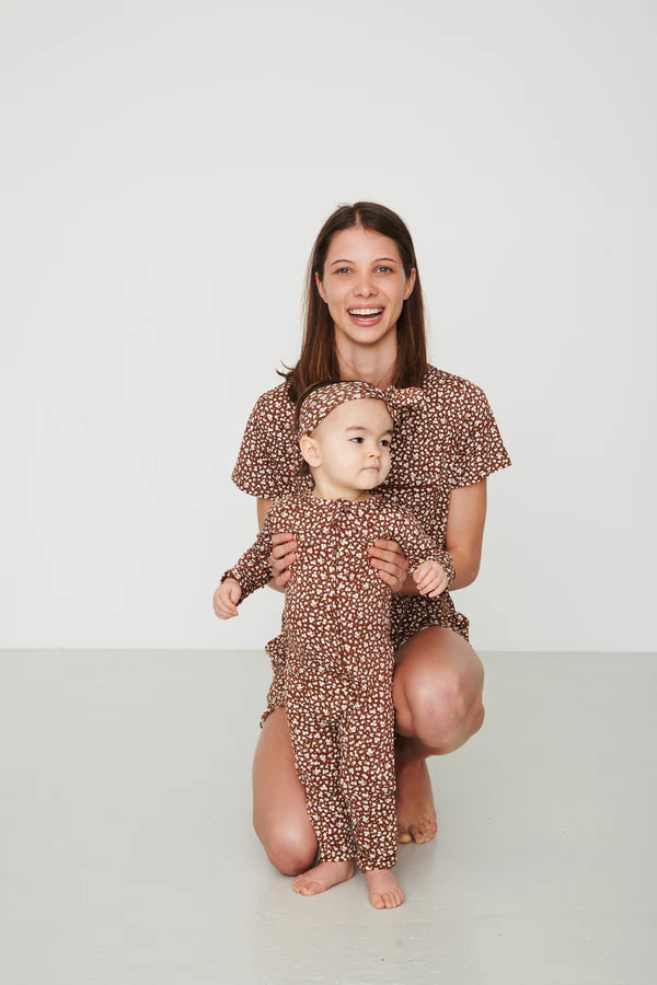 Bambi & Birdie Zipper Sleeper || Brown Floral