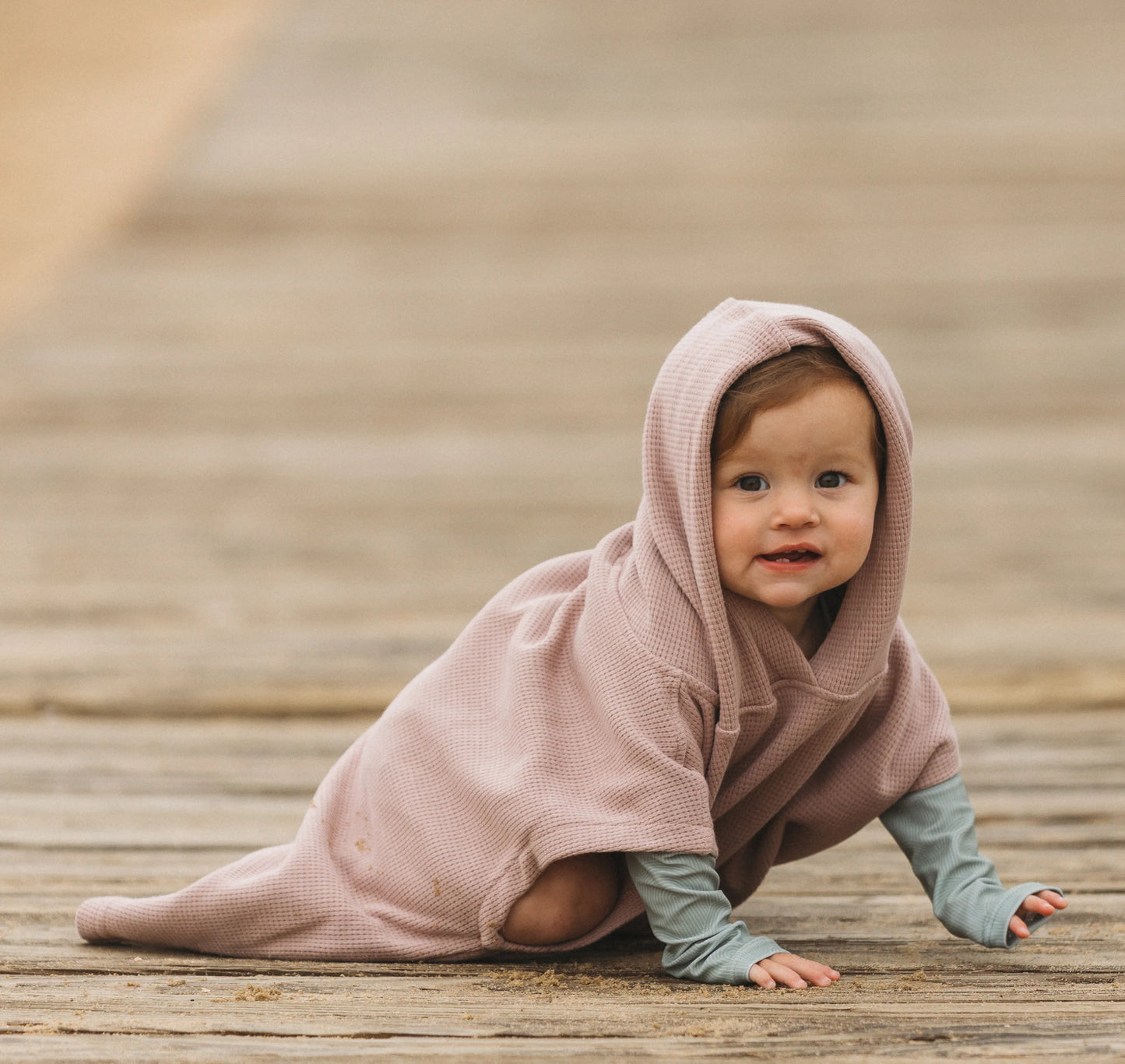 Current Tyed Waffle Beach Poncho || Dusty Rose