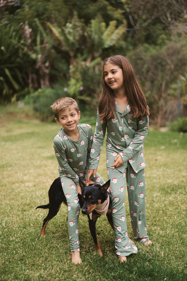Bambi & Birdie Kids Collared Button Down Set || Santa