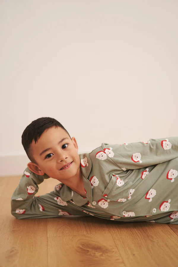Bambi & Birdie Kids Collared Button Down Set || Santa