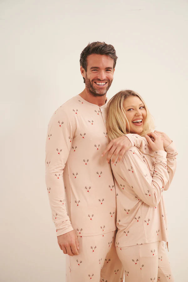 Bambi & Birdie Ladies Henley Jogger Set || Reindeer