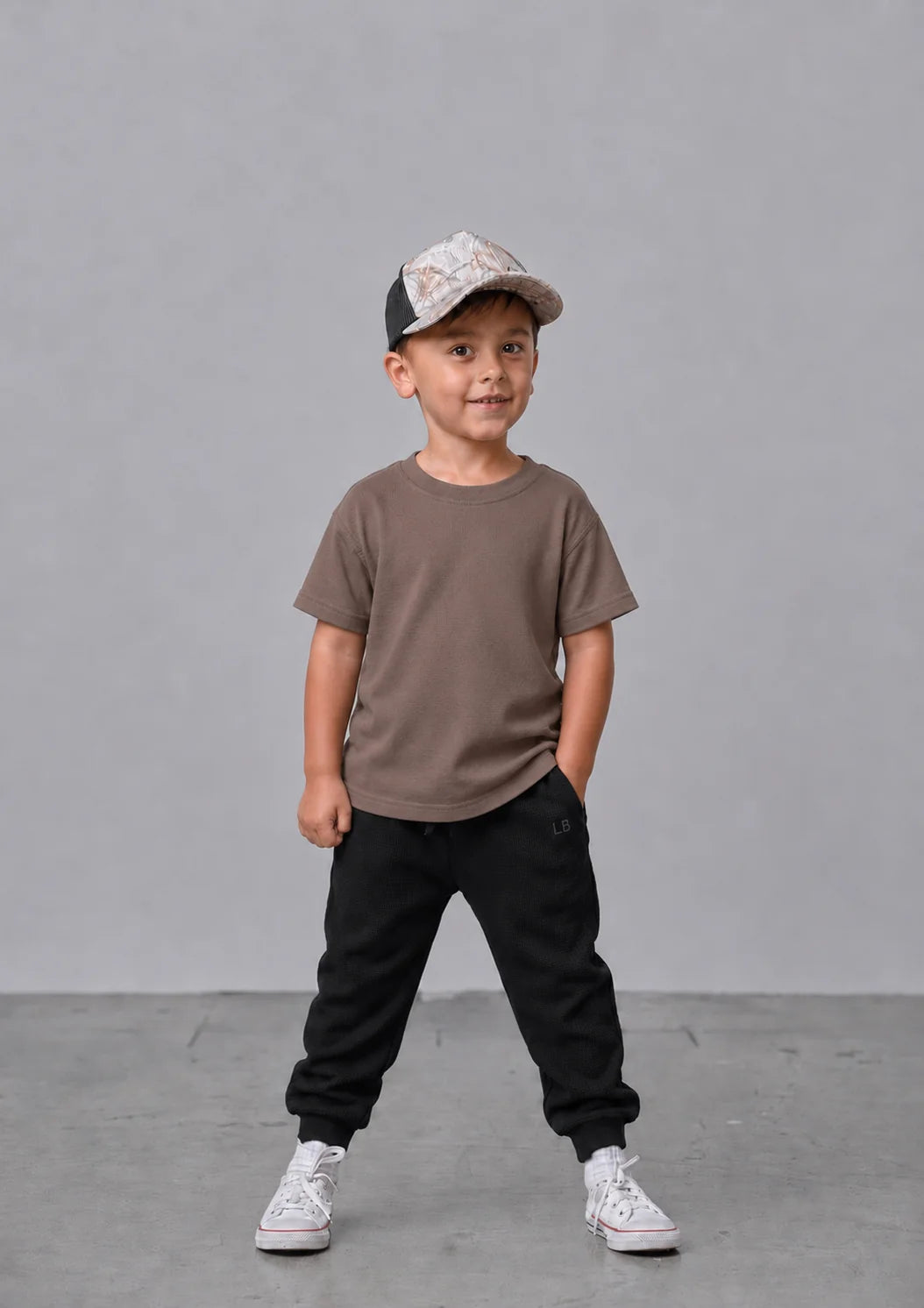 PRE-ORDER Little Bipsy Swoop Elevated Tee || Light Brown