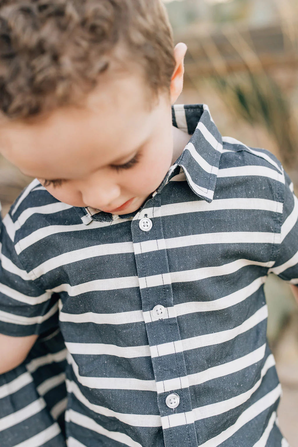 Mebie Baby Stripe Linen Button Up Shirt