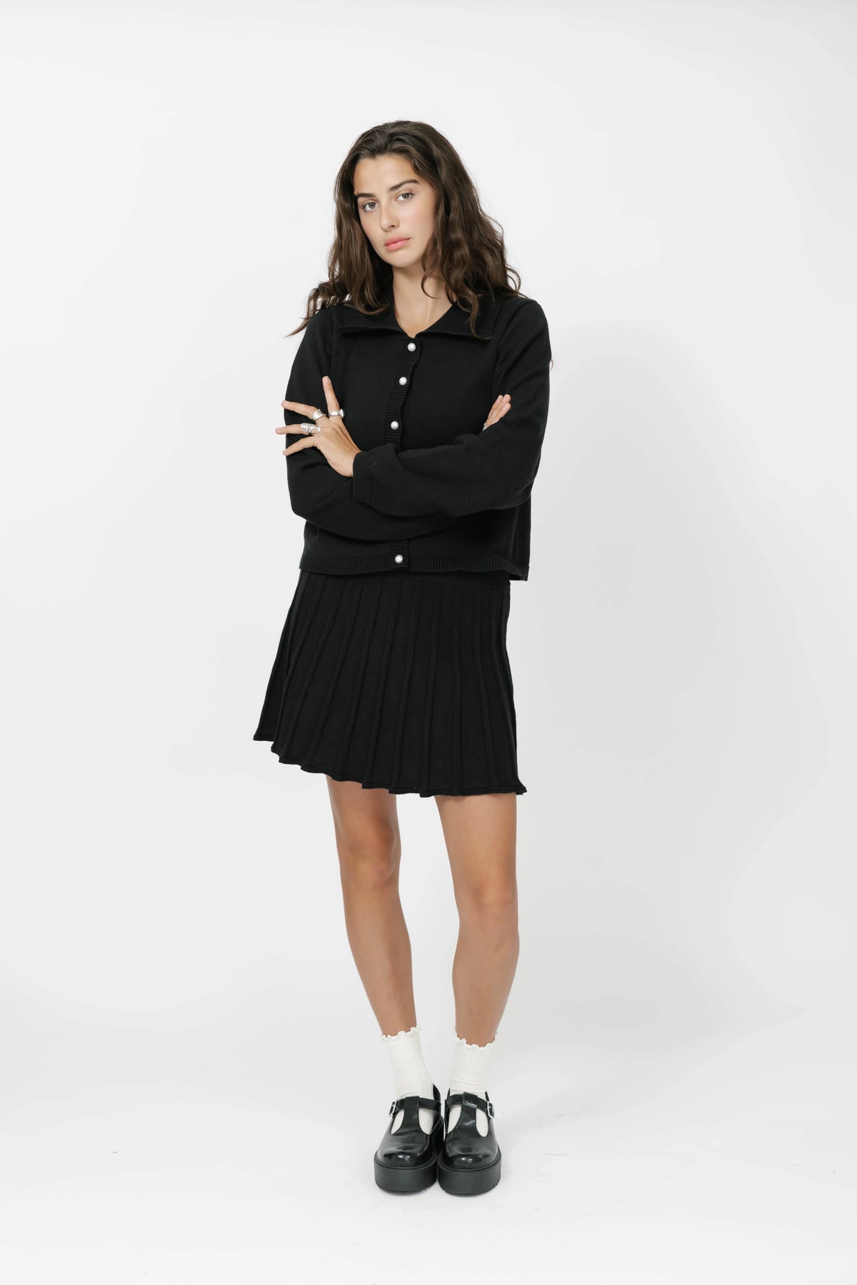 Smash + Tess Collared Cardigan || Black