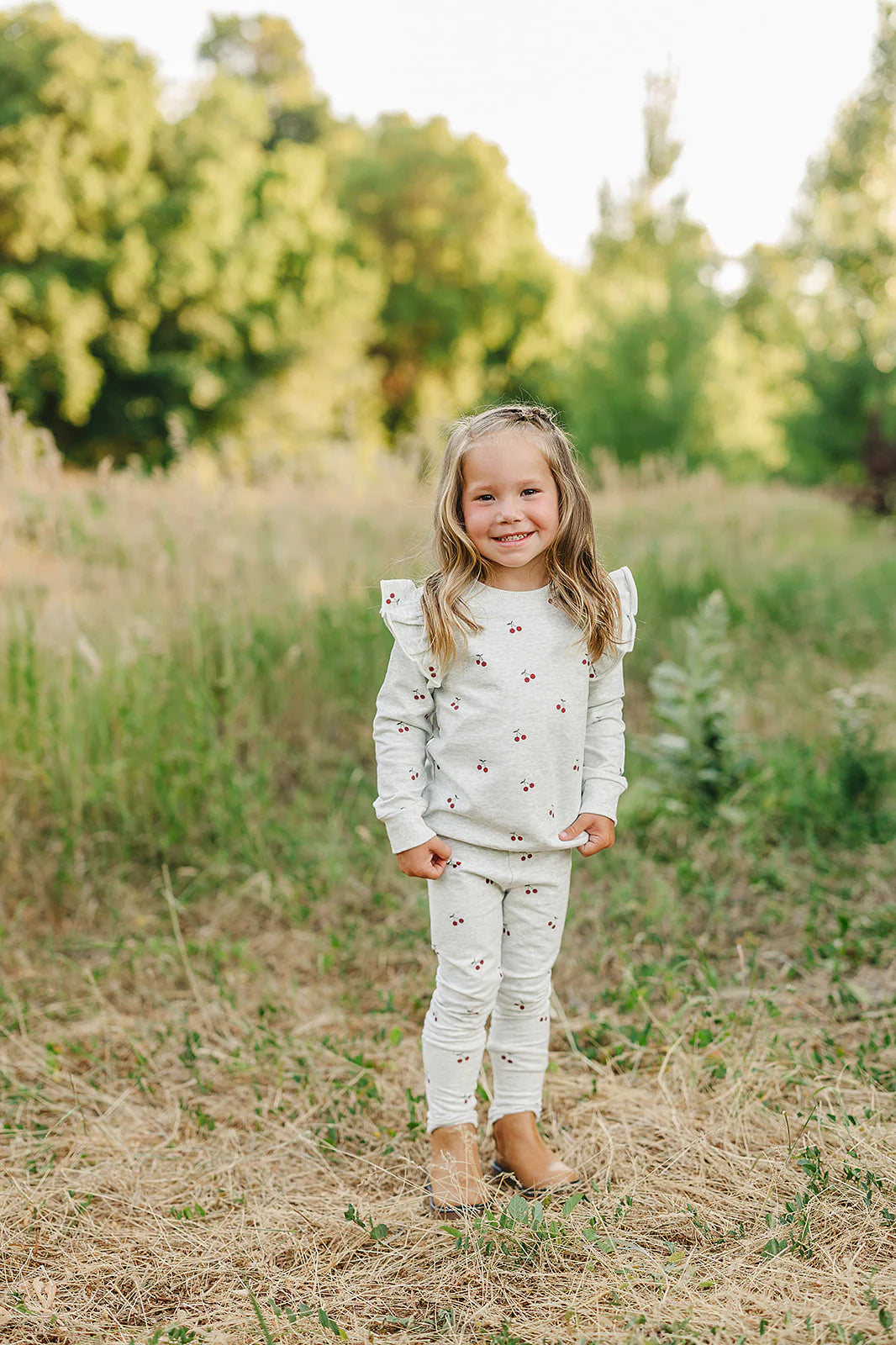 Mebie Baby Cherry Ruffle French Terry Set