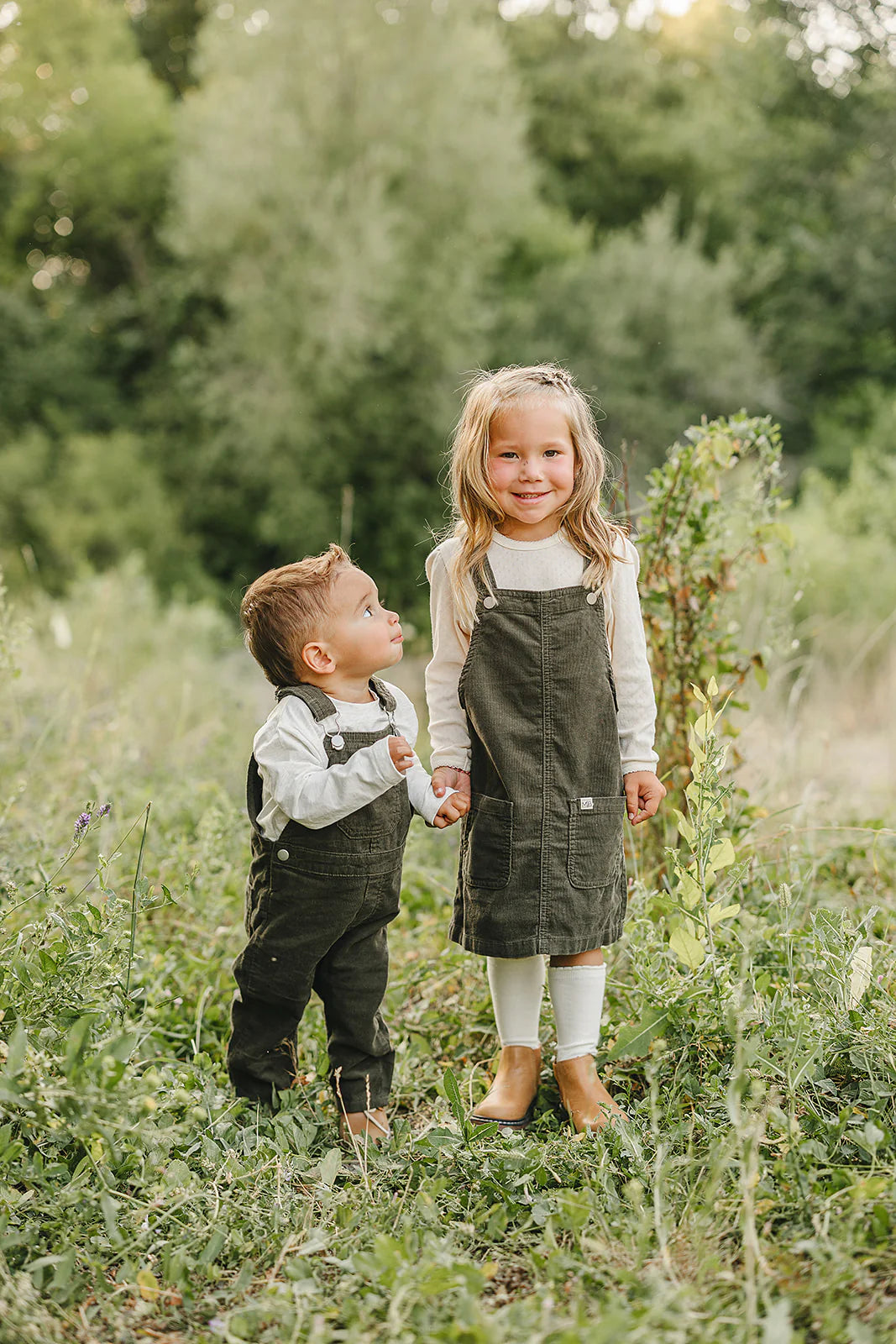 Mebie Baby Green Corduroy Dress