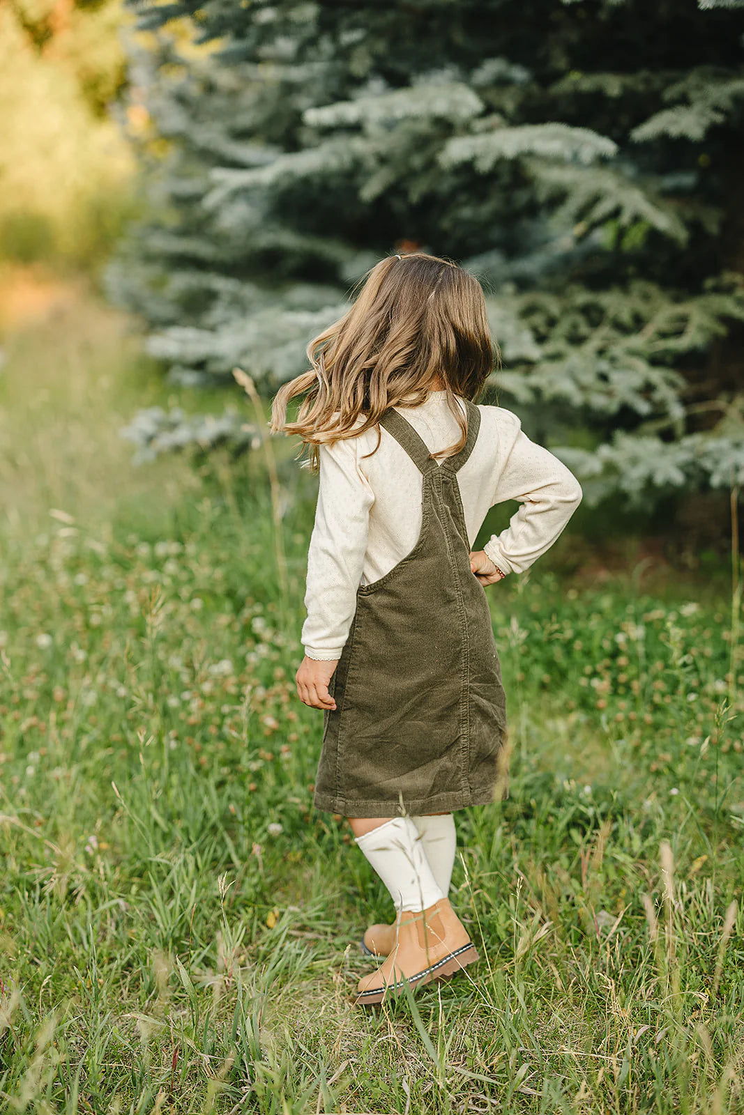 Mebie Baby Green Corduroy Dress