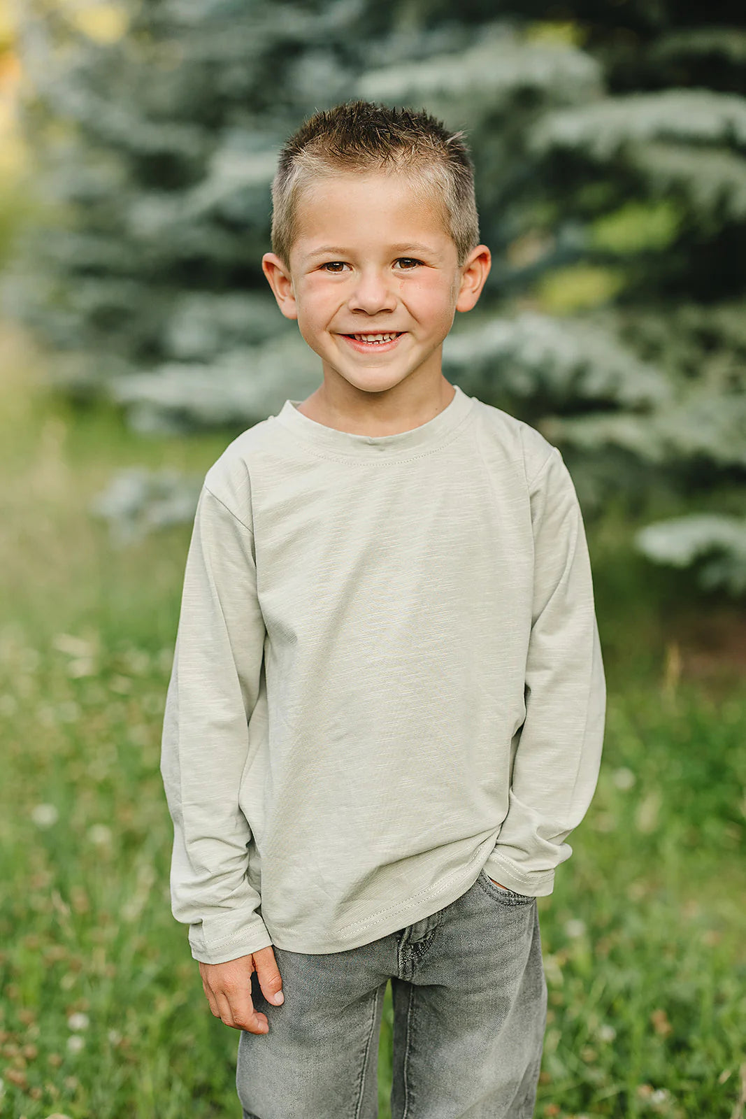 Mebie Baby Heather Sage Long Sleeve Cotton Tee