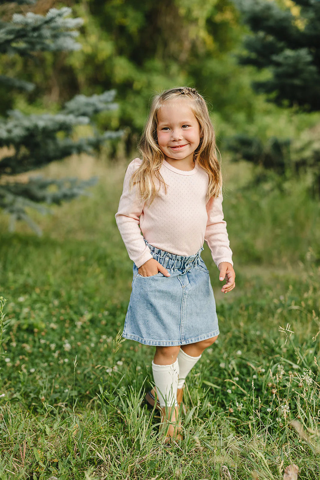 Mebie Baby Pointelle Long Sleeve Tee || Pink