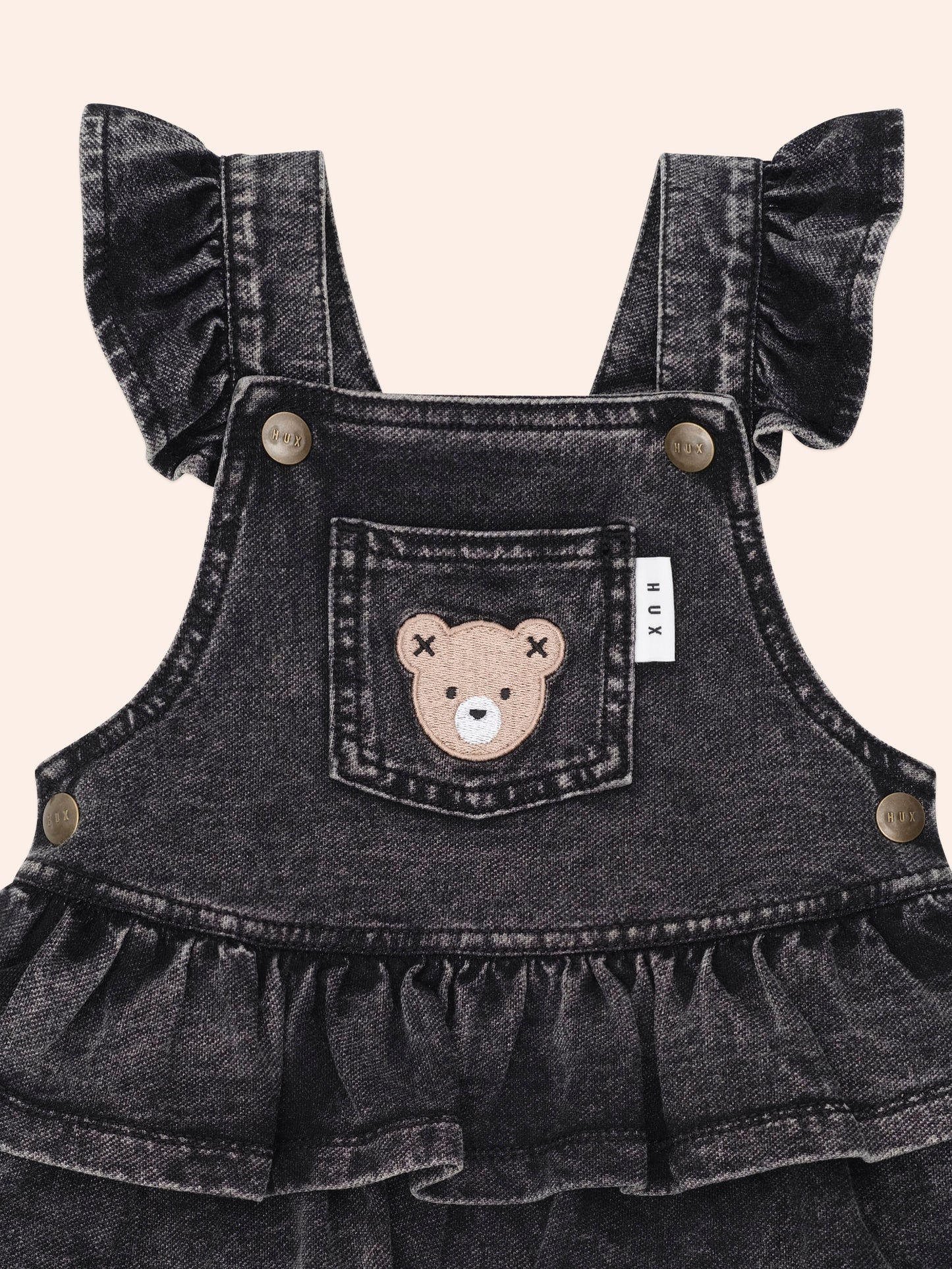HUX Knit Denim Frill Pinafore