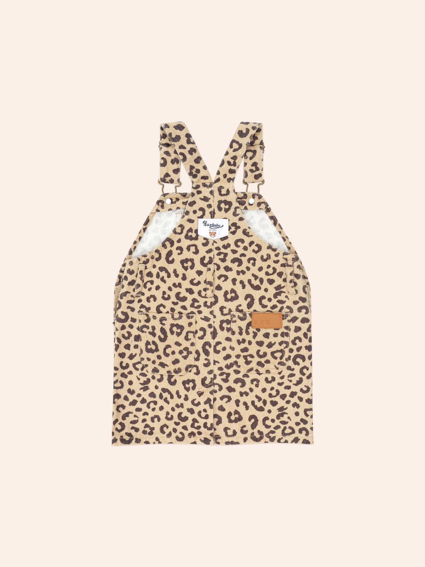HUX Very Cherry Leopard Print Denim Pinafore
