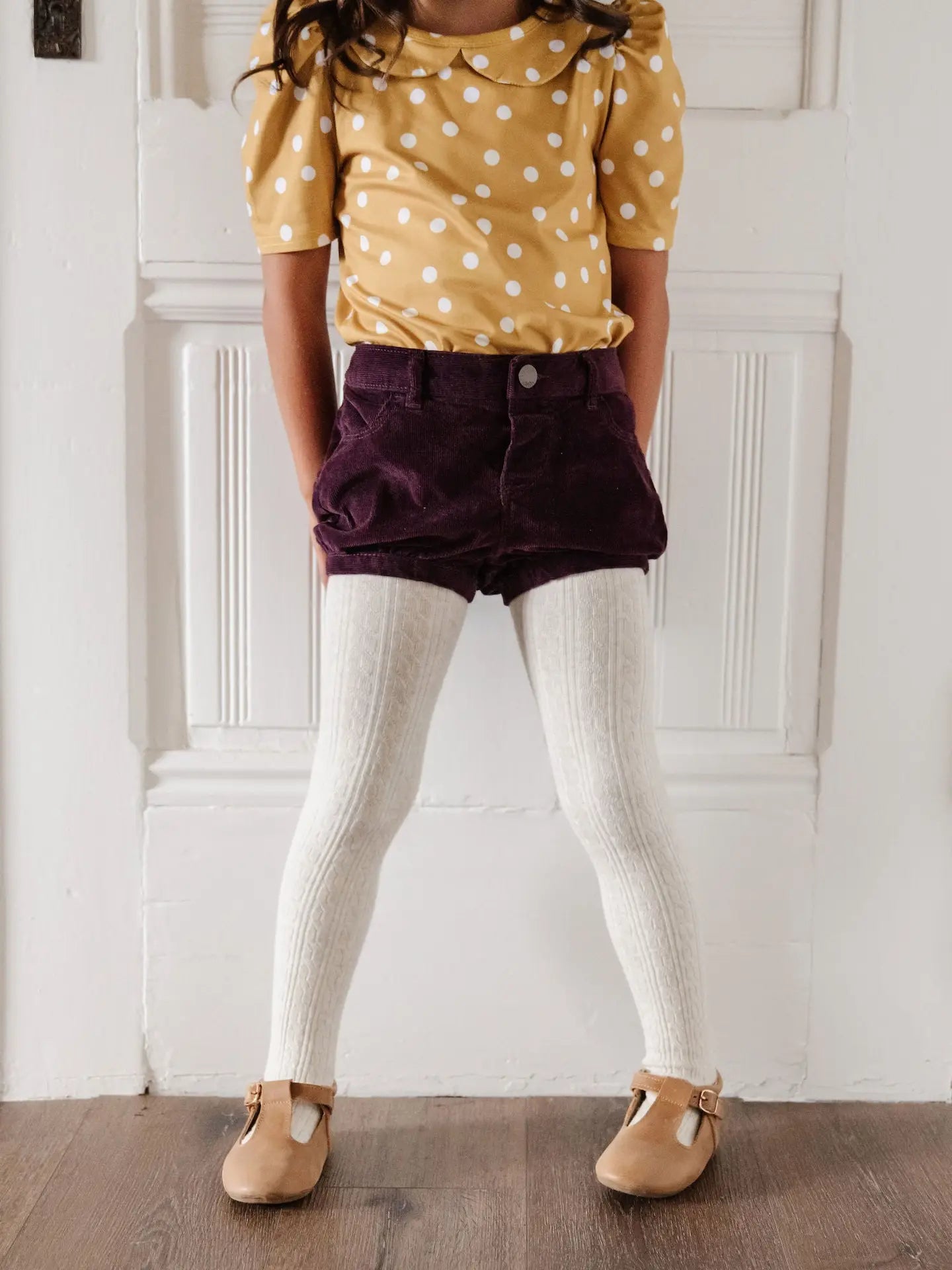 Little Stocking Co. Cable Knit Tights || Heathered Ivory