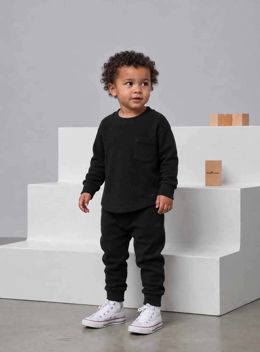 PRE-ORDER Little Bipsy Waffle Top || Black