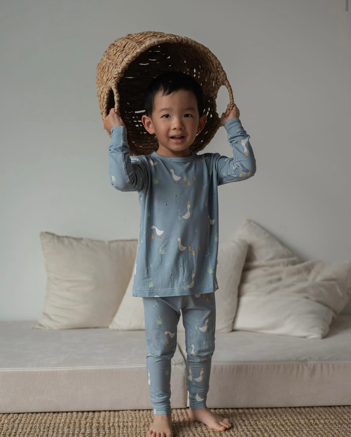 Roobear Little Hatchling Bamboo Two-Piece Pajamas || Blue Piegeon