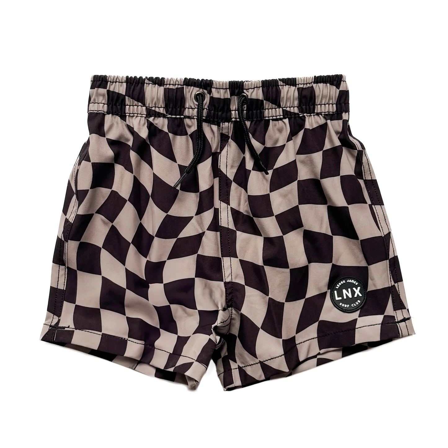 Lenox James Swim Trunks || Wavy Checks Greige