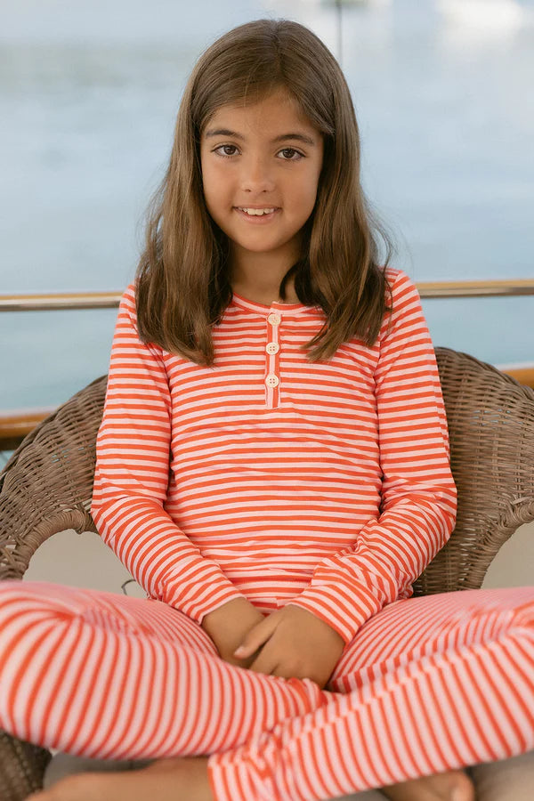 Bambi & Birdie Classic Henley Set || Pink Stripe