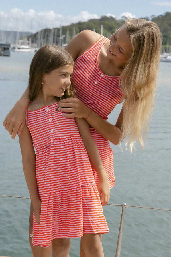 Bambi & Birdie Ladies Tank Short Set || Pink Stripe