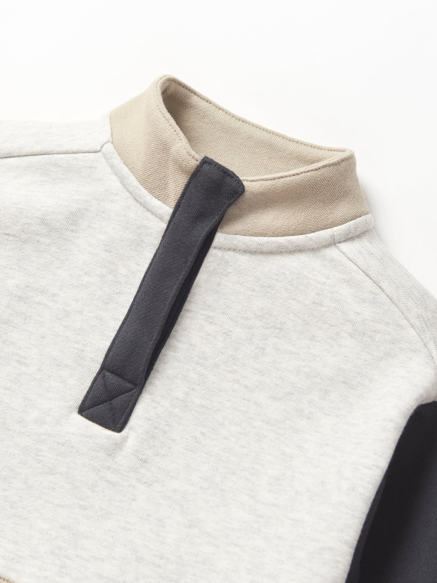 Little Bipsy Colorblock Mockneck Pullover || Stone Grey
